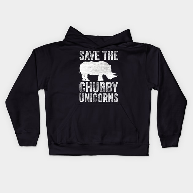 Save The Chubby Unicorns Funny Rhino Kids Hoodie by DragonTees